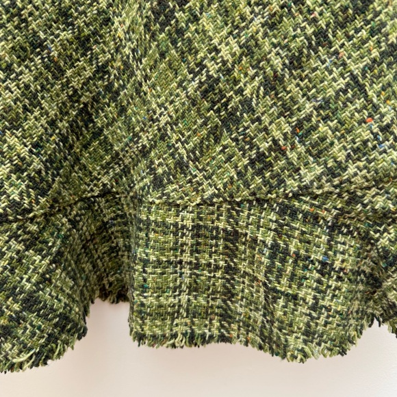 Hobbs London Tweed Skirt Green Plaid A-Line Made in England UK 16 US 12 Wool Zip - Picture 13 of 14